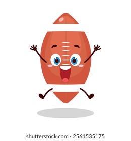 cute celebration jump expression of rugby ball cartoon character
