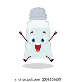 cute celebration jump expression of salt cartoon character
