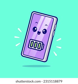 Ilustración del icono del vector de la batería completa del teléfono celular. Concepto de icono de objeto de tecnología Vector Premium aislado. Estilo de dibujo plano