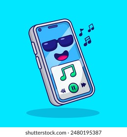 lindo teléfono celular reproducir música de dibujos animados tecnología de Ilustración vectorial