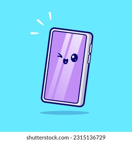 Cute Cell Phone Ring Cartoon Vector Icon Illustration. Technology Object Icon Concept Isolated Premium Vector. Flat Cartoon Style