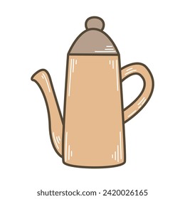 Cute Keramik Teekanne für die Teezubereitung. Küchenutensilien für Teetrinken, Clickkunst. Hochstilisierte Wasserdoodle-Skizze, einzelne Vektorgrafik