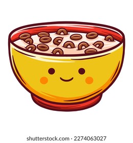 cute cereal character in trendy kawaii style.