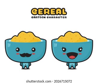 cute cereal mascot, food cartoon illustration, isolated on white background