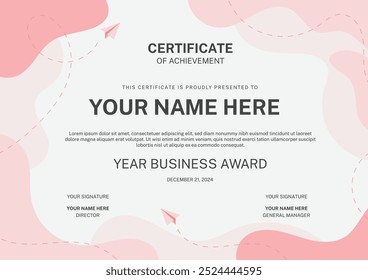 Cute certificate with paper plane theme, editable paper cut design template