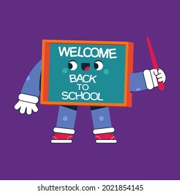 Cute chalkboard vector cartoon character isolated on background. Back to school concept illustration.