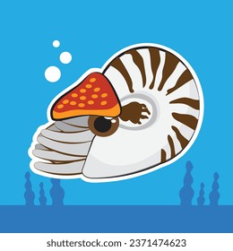 a cute chambered nautilus in the ocean svg