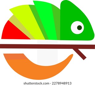 Cute chameleon animal vector. Chameleon. Cute characters for kids. Isolated element for sticker, card, invitation and poster on white background.