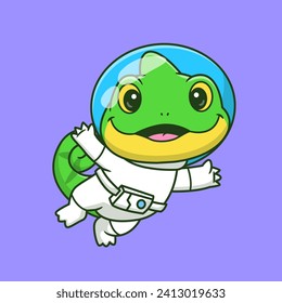 Cute Chameleon Astronaut Floating Cartoon Vector Icon
Illustration. Animal Science Icon Concept Isolated Premium
Vector. Flat Cartoon Style