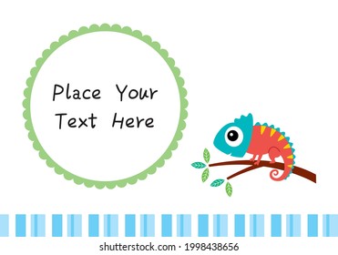 cute chameleon baby shower invitation card vector