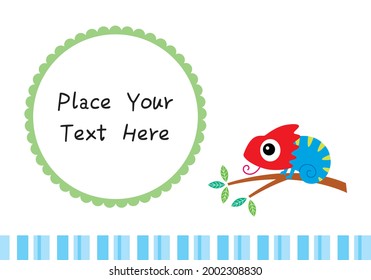 cute chameleon baby shower invitation card vector