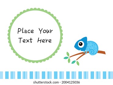 cute chameleon baby shower invitation card vector