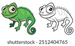 Cute Chameleon Cartoon Coloring Page For Kids