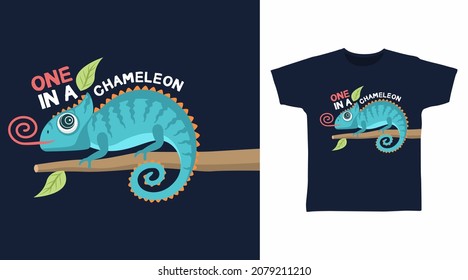 Cute chameleon cartoon t shirt design