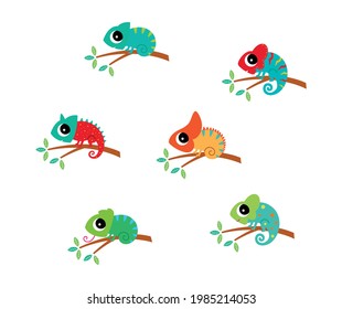 Cute Chameleon Cartoon Vector Clipart Drawing