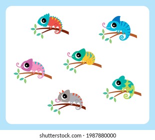 Cute Chameleon Cartoon Vector Clipart Drawing Illustration