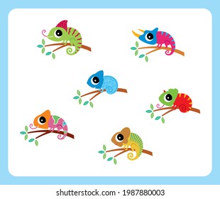 Cute Chameleon Cartoon Vector Clipart Drawing Illustration