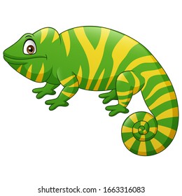 Cute chameleon cartoon. Vector illustration
