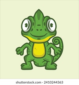 Cute chameleon cartoon vector illustration