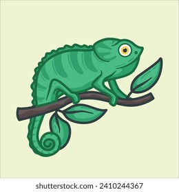 Cute chameleon cartoon vector illustration