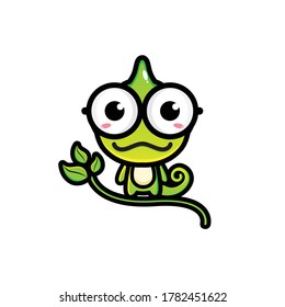 Cute Chameleon Character Vector Design