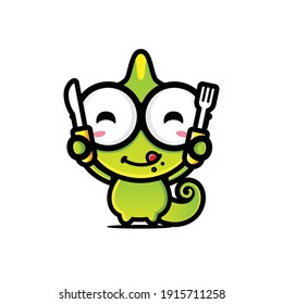 a cute chameleon getting ready to eat