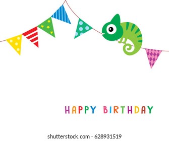 cute chameleon happy birthday greeting vector