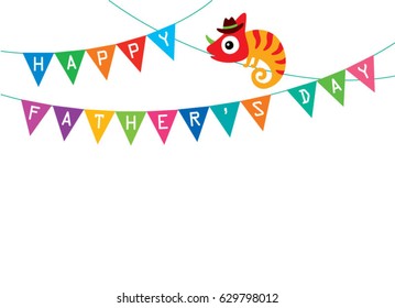 cute chameleon happy father day greeting