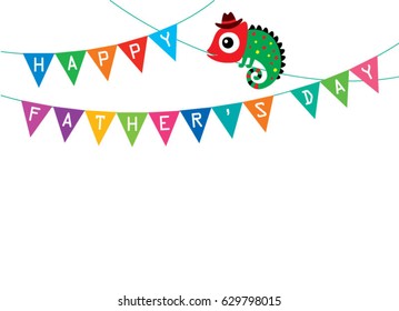 cute chameleon happy father day greeting