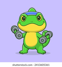 Cute Chameleon Lifting Dumbbell Cartoon Vector Icon
Illustration. Animal Sport Icon Concept Isolated Premium
Vector. Flat Cartoon Style