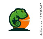 Cute chameleon logo cartoon design
