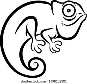 cute chameleon logo, vector illustration in line art