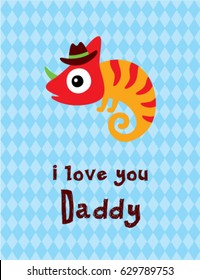 cute chameleon i love you daddy vector