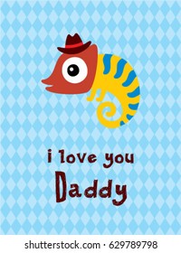 cute chameleon i love you daddy vector