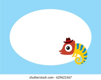 cute chameleon man message card vector