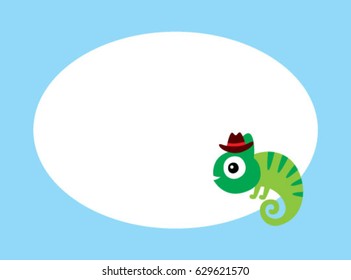 cute chameleon man message card vector