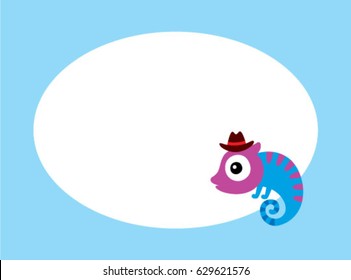 cute chameleon man message card vector