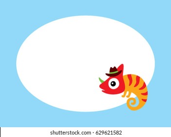 cute chameleon man message card vector