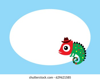 cute chameleon man message card vector