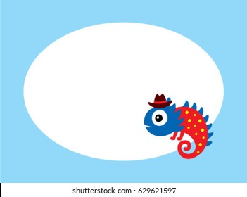 cute chameleon man message card vector