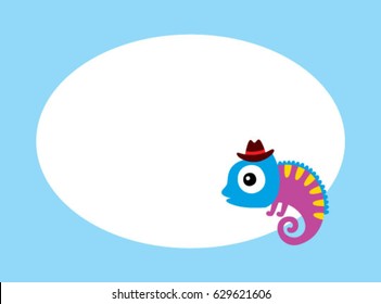 cute chameleon man message card vector