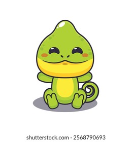 Cute chameleon mascot cartoon vector illustration. Vector cartoon Illustration suitable for poster, brochure, web, mascot, sticker, logo and icon.