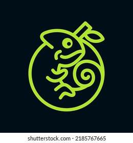 Cute chameleon modern gradient logo design template. vector illustration.