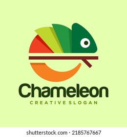 Cute chameleon modern gradient logo design template. vector illustration.