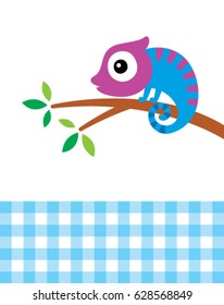 cute chameleon on the tree cartoon vector