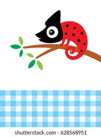 cute chameleon on the tree cartoon vector