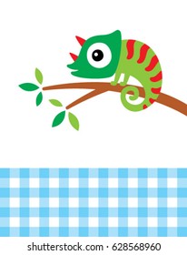cute chameleon on the tree cartoon vector
