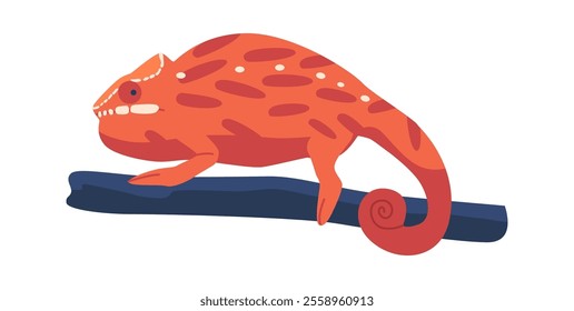 Cute chameleon red lizard vector illustration