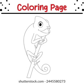 cute chameleon tree branch coloring page