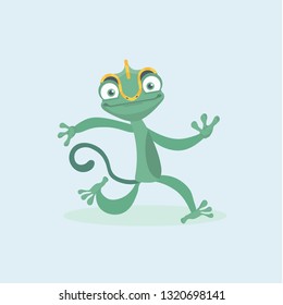 Cute chameleon. Vector illustration.